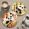 Mantel Individual Aislante para Mesa de Comedor del Hogar, Posavasos Redondo de Panda Comiendo Bambú, Mantel Absorbente para Mesa de Café, Posavasos Antideslizante Antiescaldado, Mantel para Tazón y Plato