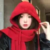 Balaclava Estilo Coreano Chapéu Feminino Outono Inverno Circunferência da Cabeça Grande Proteção Auricular Chapéu de Lã Chapéu de Tricô Quente Lenço Chapéu Integrado