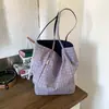 Bolsa de um ombro brilhante estilo coreano, bolsa de nylon xadrez dupla face, fresca e de grande capacidade, bolsa tote versátil para o dia a dia, bolsa de ombro