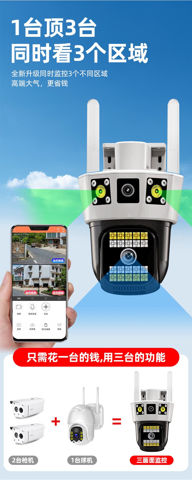 网络高清三面画监控摄像头