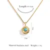Collar Minimalista con Colgante Turquesa Cadena de Suéter de Moda DIY Collar de Acero Inoxidable Cadena Versátil de Clavícula de Lujo Ligero para Mujeres