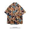 Camisa Retro Estampada de Manga Curta Tailandesa, Marca Versátil na Moda, Camisa Jaqueta de Casal Estilo Havaiano Solta na Moda