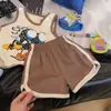 Conjunto de Dos Piezas de Chaleco Deportivo Casual sin Mangas de Algodón Puro Verano Mediano y Grande Niños Elegante Bebé Uniforme de Baloncesto