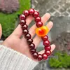 Novo Bracelete Bodhi Estilo Chinês com Contas Redondas Cor de Vinho, Escamas de Alho, Intestino de Porco, Contas de Buda Unissex, Bracelete Requintado, Atacado