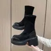 Estación Europea 2025 Otoño/Invierno Nueva Plataforma Suela Gruesa Aumentador de Altura Adelgazantes Elásticos Botines Cortos Botas de Calcetín Botas Martin para Mujer Tendencia Ins