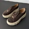 2026 Otoño Ante Suela Gruesa Zapatos de Plataforma para Mujer Uso Diario Moda Versátil con Cordones Talla Grande Zapatos de Mujer Venta al por Mayor de Comercio Exterior