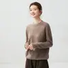 %Cachemira%Seda de Morera Cuello Redondo Cachemira Suave y Delicada para Mujer Tejido Hueco Suéter de Terciopelo Versátil Top Básico