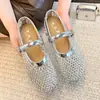 Zapatos Mary Jane Cuadrados Retro con Hebilla de Pedrería para Mujer, Zapatos Planos Cómodos de Suela Suave para el Trabajo, Sandalias Estilo Hada Famosas en Internet