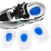Almohadilla de talón con núcleo azul blanco, plantilla deportiva autoadhesiva suave con absorción de impactos, copa para el pie en forma de U, almohadilla trasera de media talla para el talón
