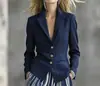 Chaqueta cruzada europea y americana de marca independiente, nueva, corte ajustado, versátil, clásica, de un solo botón, manga larga, blazer moderno y elegante