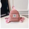 Mini mochila coreana, linda mochila para estudiantes, pequeña bolsa de cosméticos con textura de pana, mochila versátil de color sólido