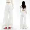 Pantalones de trabajo color blanco roto, jeans de pierna ancha para mujer, nuevo estilo primavera y otoño 20269, pantalones rectos holgados y estilizados