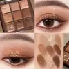Muge Leen Paleta de Sombras de Ojos de Nueve Colores Mate Perlado Polvo Ahumado Rosa Color Melocotón Tierra Color Té con Leche Asequible Paleta de Sombras de Ojos Ins