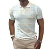 Estação Independente UE Transfronteiriça masculina novo POLO3D impressão digital casual de negócios manga curta gola lapela POLO