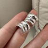 Pendientes de tres capas con textura brillante y diseño de nicho en plata esterlina S925, versión coreana, estilo coreano, retro, simple, joyería para las orejas.