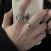 Anel de metal aberto com textura irregular feminino estilo frio ins design de nicho anel para o dedo indicador anel de moda personalizado