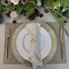 Platos de Exportación con Espejo Cruzado Diseño de Mimbre Imitación Plato Principal Cena de Boda Fiesta Plato de Decoración al por Mayor