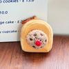 Monedero con colgante de tostada y expresión linda, bolsa de almacenamiento de juguetes de peluche, estilo japonés, creativo, pequeño, para mujer