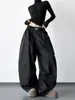 Nuevos Pantalones de Traje para Mujer 2025 Estilo Retro Americano Doble Cintura Caqui Scimitar Casual de Gama Alta Sueltos de Pierna Ancha