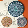 Jogos americanos de mesa de jantar estilo boêmio, porta-copos redondos estilo nórdico, porta-copos absorventes para mesa de centro, porta-copos resistentes ao calor e antiderrapantes, e porta-pratos