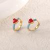 Aretes Amor Esmalte Rojo Diseño Nicho Sentido Avanzado Aretes de Personalidad a la Moda Viento Frío Aretes de Aro