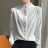 Camisa de veludo alemão dupla face espessa outono e inverno para mulheres, cor sólida, escovada, quente, gola semi-alta, camada interna, camisa de manga comprida, cardigã