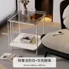 Mesa auxiliar de lujo ligero, mueble lateral de sofá simple, mesa de café de oficina, mesa pequeña para sala de estar, mesa de rincón para espacios estrechos, mesita de noche con un toque de alta gama