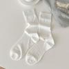 Calcetines Blancos Holgados para Mujer, Delgados y Transpirables, Hechos de Algodón Puro, Sin Costuras, Estilo Coreano, Calcetines de Media Pantorrilla, Adecuados para Combinar con Zapatos Pequeños de Cuero, Calcetines Largos para Otoño