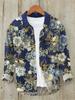 Camisa de Manga Larga de Verano Fina Vintage Lar para Hombre Estilo Coreano Estampado Creativo de Flor de Ciruelo Manga Larga Holgada Elegante