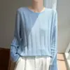 Suéter de tricô de lã com veludo canelado e gola redonda, estilo casual para mulheres, solto e confortável, macio e aconchegante, adequado como camada base