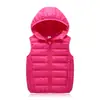 Chaleco de plumón y algodón para niños de otoño e invierno transfronterizo estilo coreano color liso con capucha para niños y niñas, niños medianos y grandes