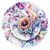50 Pegatinas de Flores Coloridas, Película Láser Flash, Plantas y Flores Creativas, Decorativas Impermeables para Fundas de Teléfono Móvil, Tazas Térmicas