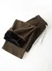 Tio Cenoura 700g Calça Curva Acolchoada com Lã 2026 Outono/Inverno Casual Versátil Calça de Perna Larga Calça Reta de Imitação de Caxemira