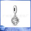 Pandora 925 Cobre Blanco Chapado en Plata Pulsera Joyería Cadena Colgante de Concha Etiquetas con Letras Guitarra Colgante de Estilo Versátil