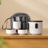 Juego de té de viaje, taza de té, juego de té de cerámica, taza exprés para coche, camping al aire libre, portátil, una tetera, tres tazas, juego de regalo, escritura