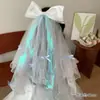 Véu de Renda com Laço Retrô Certificado Branco Doce Simples Adereços para Fotos de Aniversário Pedido Pequenos Acessórios de Cabelo