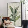 Pintura mural abstracta tridimensional de planta verde de nicho estilo wabi-sabi, arte de pared moderno minimalista de alta gama para entrada y sala de estar