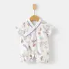 Mameluco de Verano de Manga Corta para Bebé, Mono Ultra Delgado de Tela de Felpa Estilo Verano para Bebé, Puro Algodón, Traje de Monje para Niños, Traje de Gateo para Recién Nacidos