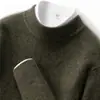 Nuevo suéter de cachemira para hombre de otoño e invierno, engrosado, cuello medio alto, jersey, holgado, casual, color liso, camiseta base de punto