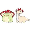 Broche Metálico Pintado de Animal de Desenho Animado Criativo Formato de Sapo Fofo Dinossauro Emblema Metálico Acessórios de Decoração para Roupas Mochilas