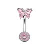 Joyería para Piercing de Ombligo de Acero Inoxidable Transfronteriza con Diseño de Mariposa de Circonita, Popular en Europa y América, Anillos de Ombligo al por Mayor