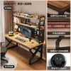 Escritorio de Madera Maciza Estantería Integrada Escritorio Dormitorio Doble Estudio Escritorio de Escritura Tablero Perforado Escritorio de Oficina Escritorio para Computadora y Gaming