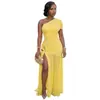 C7662 Transfronterizo Aliexpress Amazon Moda Europea y Americana para Mujer Sexy sin Mangas Cuello Asimétrico Ajustado con Abertura Vestido