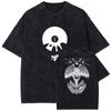 Playera Negra Vintage Lavada Harajuku Estampado Anime 20