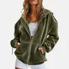 2026 Amazon Transfronteiriça Europa e América Moletom com Capuz de Veludo Dourado Outono Inverno Solto Cardigã com Zíper Roupa Exterior Top Casual