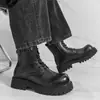 Botas Martin de Caña Alta de Gran Tamaño Transfronterizas para Hombre, Botas de Motocicleta de Estilo Británico con Suela Gruesa que Aumentan la Altura, Botas de Cuero Nuevas para Trabajo en Cuatro Estaciones