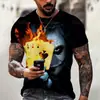 Camiseta Unisex de Manga Corta con Cuello Redondo, Patrón de Payaso DC, Máscara Maligna 3D, Suministro de Fábrica de Estación Independiente de Camarones de Amazon