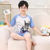 Ropa para Padres e Hijos Pijamas para Niños Hilo Seda de Hielo Niños Verano Delgado Aire Acondicionado Ropa de Casa de Manga Corta para Niños Set