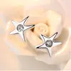 Dz Aretes de Flor de Botón de Venta Caliente Aretes de Oreja para Mujer Exquisitos de Estrella de Mar Incrustados con Pedrería Aretes de Moda Versátiles de Temperamento Joyería de Oreja de Alta Gama