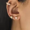 Brincos de Clipe para Osso da Orelha com Flash de Estrela Simples, Diamante, Folhas, Flores, Geométricos, Pérola, Zircônia, Conjunto 2021 Novo Lançamento